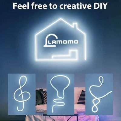 أضواء الشريط الأبيض LED 16.4ft / 5m شريط ضوء النيون 12V مرن مضاد للماء شريط النيون LED السيليكون LED النيون حبل الضوء للمطبخ غرفة النوم داخلية الخارجية الديكور محول الطاقة غير مدرج