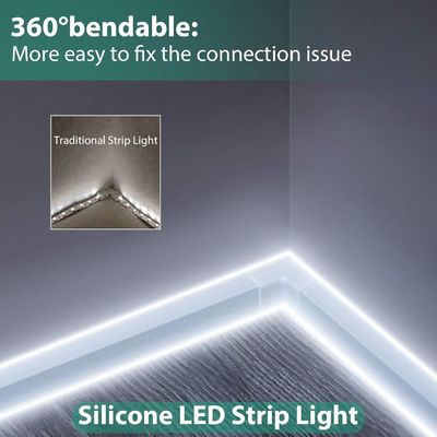 أضواء الشريط الأبيض LED 16.4ft / 5m شريط ضوء النيون 12V مرن مضاد للماء شريط النيون LED السيليكون LED النيون حبل الضوء للمطبخ غرفة النوم داخلية الخارجية الديكور محول الطاقة غير مدرج
