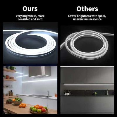 16.5FT / 5 متر نظام القناة LED السيليكونية خالية من البقايا المرنة مع الغطاء الأبيض اللبناني مسار أوسع ل 12 ملم مضاد للماء LED الشريط الضوء USC7 WW