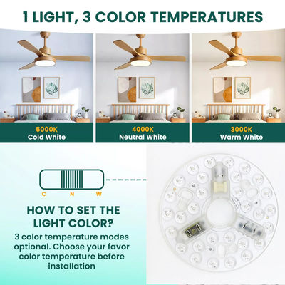 ERP Rosh وحدات LED 5CCT 12W / 18W / 24W DIP Switch مروحة ضوء السقف مع قوة الساحرة استبدال وحدة LED