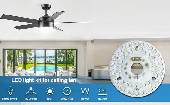 5CCT 18W / 24W DIP Switch المروحة الضوئية السقفية مع قوة الساحرة استبدال وحدات LED 120V المروحة السقفية لوحة تعديل المجموعة مع وحدات DOB