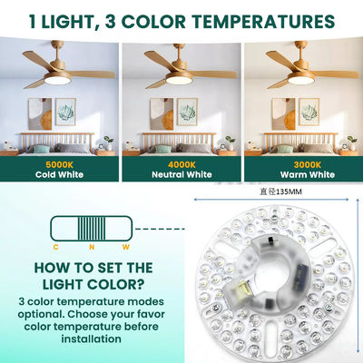 5CCT 18W / 24W DIP Switch المروحة الضوئية السقفية مع قوة الساحرة استبدال وحدات LED 120V المروحة السقفية لوحة تعديل المجموعة مع وحدات DOB