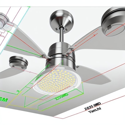 2835SMD ضوء المروحة السقفية LED استبدال - الألومنيوم PCB، 3000K أبيض دافئ